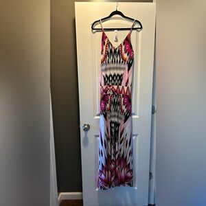 Large Veronica M. Pink and Black Maxi Dress